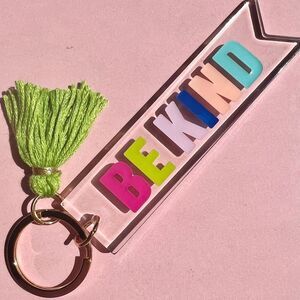 Be Kind Rainbow Positivity Tassle Keychain